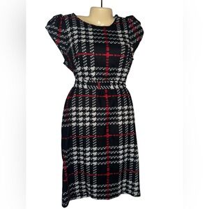 SHEIN Black, White & Red Plaid Midi Dress